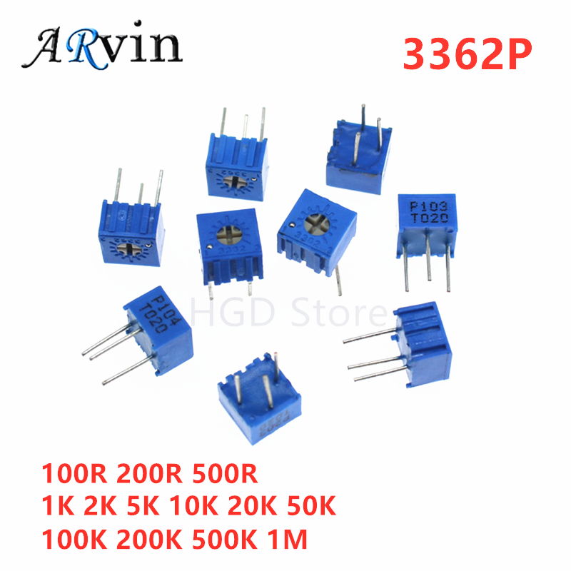 Potentiometer 10K - 10pcs 3362P Resistência Série 101 201