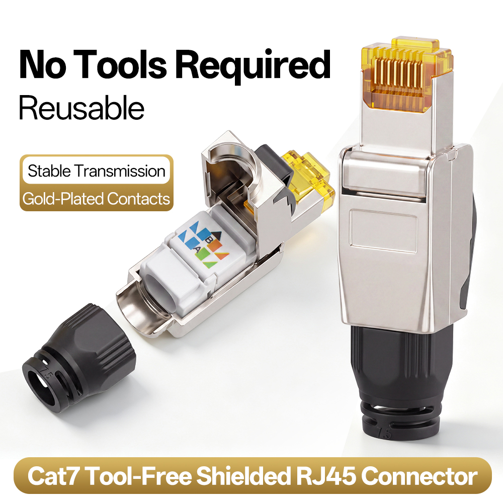 Rj45 Jack - Conector RJ45 Cat7 sem ferramentas, blindado,