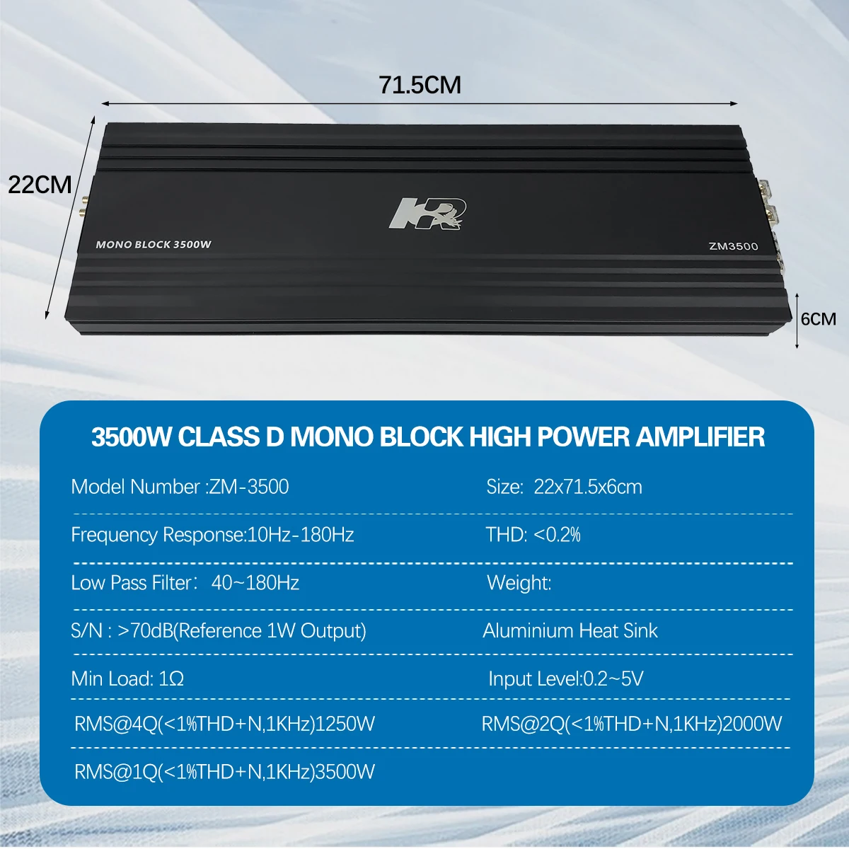 Class D Amplifier - Amplificador de Subwoofer Automotivo Zeming Audio