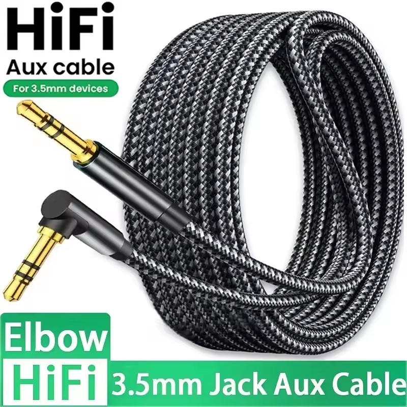 Audio Jumper Wire - Cabo de áudio jack 3.5mm, cotovelo