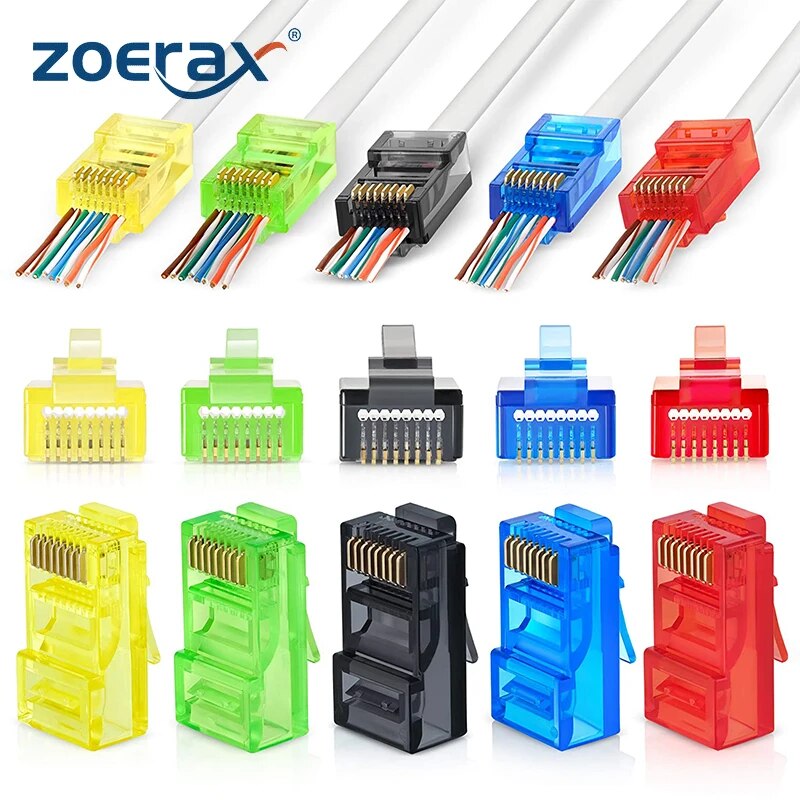 Rj45 Jack - 50 conectores passadores rj45 cat6, cores