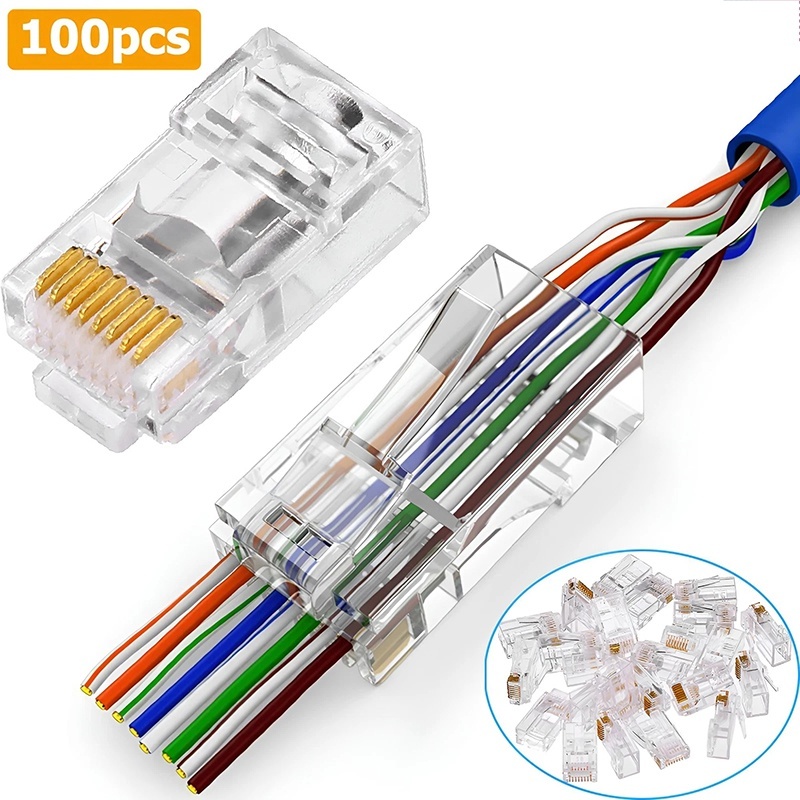 Rj45 Jack - 100 Peças Conector RJ45 Cat6 Cat6e