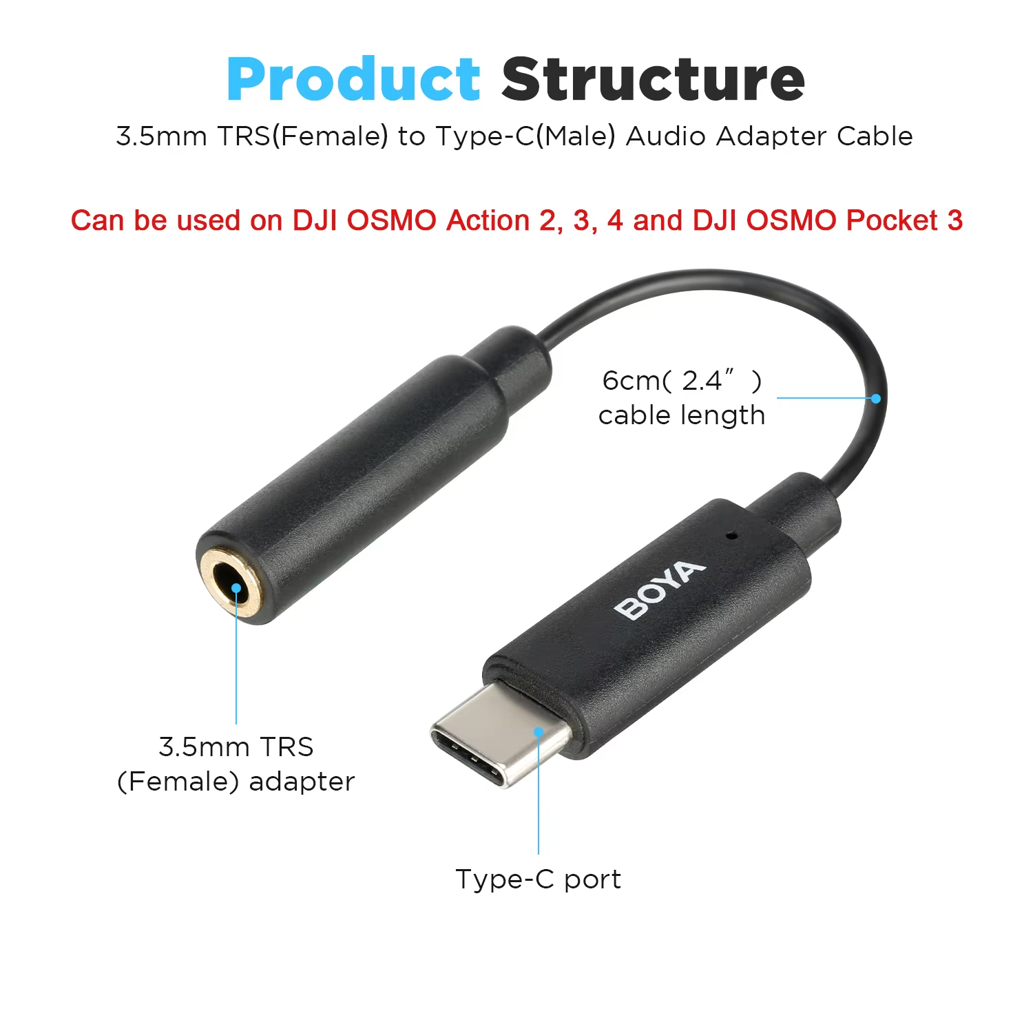 Boya BY-K4 6cm 3.5mm trs fêmea - Trs Cable avaliação e preço