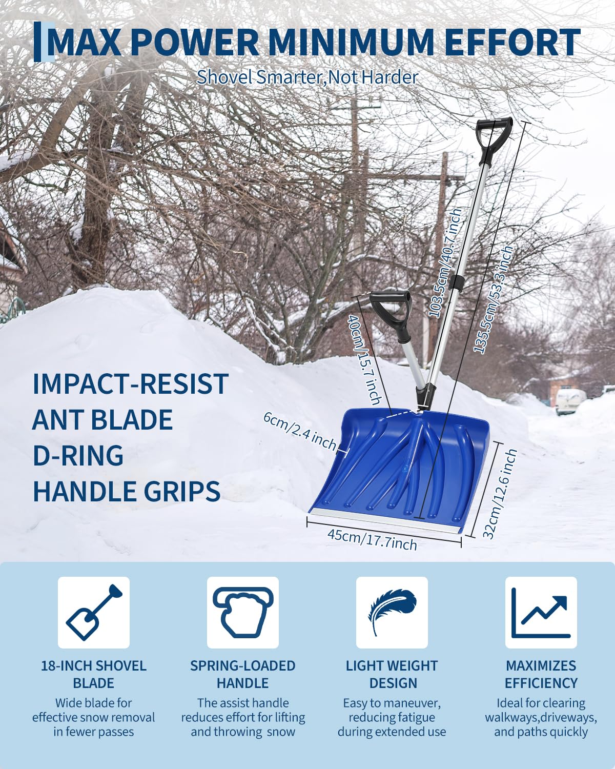 Pá de neve ergonómica com cabo - Knob Aluminum avaliação e preço